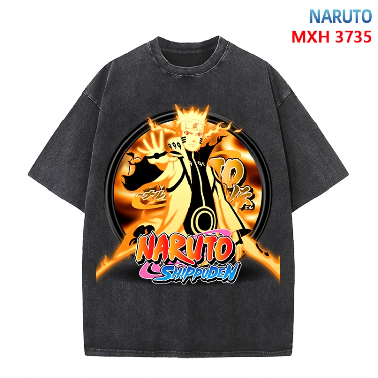 Naruto Anime peripheral pure cotton washed and worn T-shirt from S to 4XL