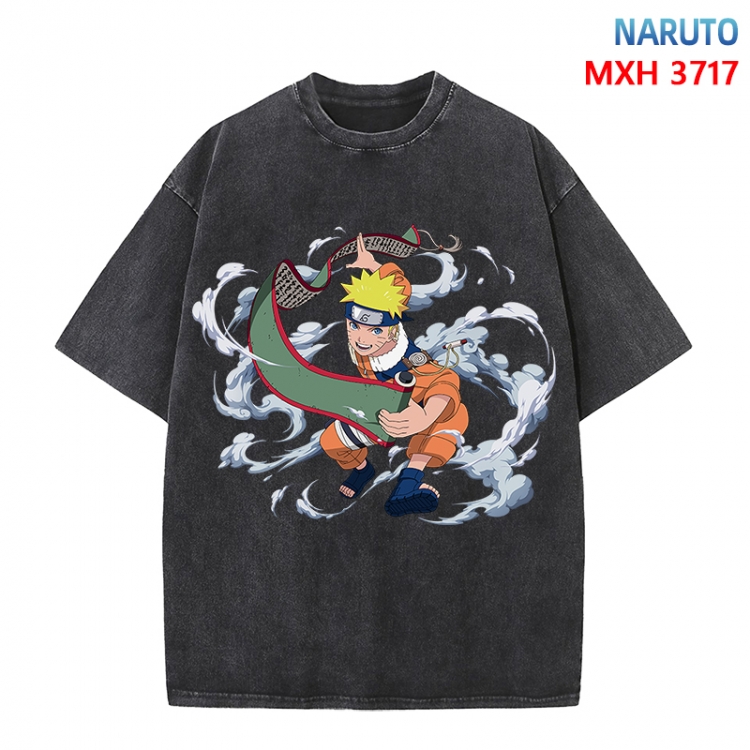 Naruto Anime peripheral pure cotton washed and worn T-shirt from S to 4XL