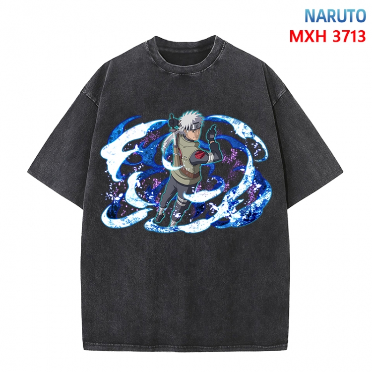 Naruto Anime peripheral pure cotton washed and worn T-shirt from S to 4XL