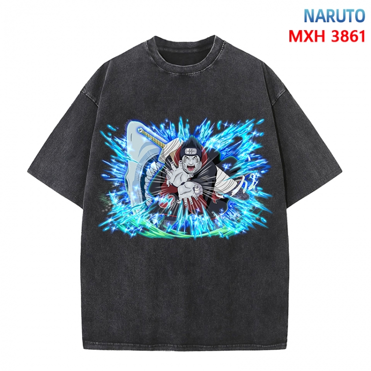 Naruto Anime peripheral pure cotton washed and worn T-shirt from S to 4XL