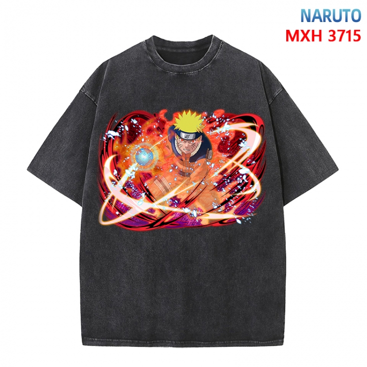 Naruto Anime peripheral pure cotton washed and worn T-shirt from S to 4XL