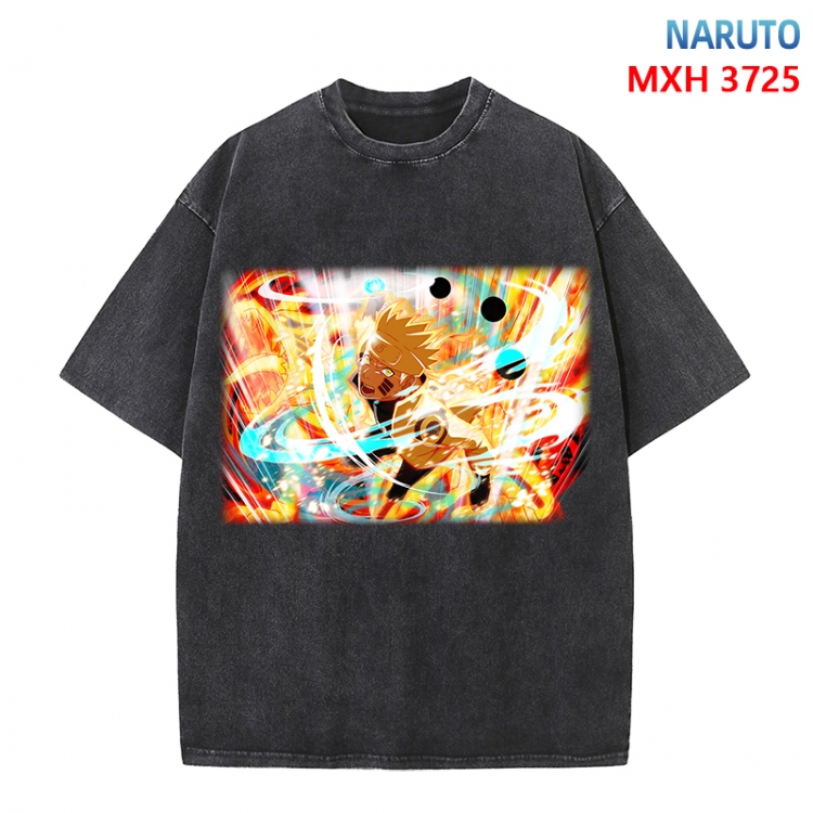 Naruto Anime peripheral pure cotton washed and worn T-shirt from S to 4XL