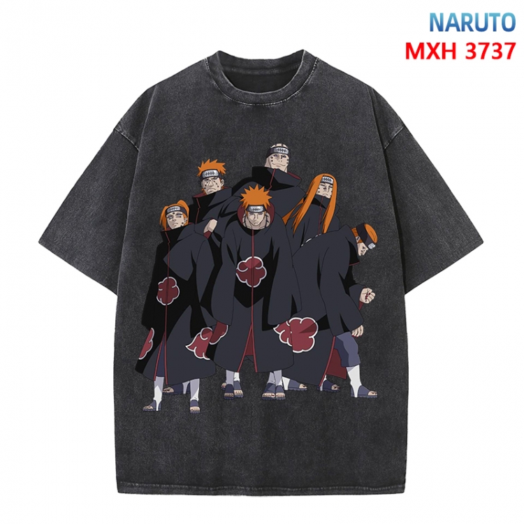 Naruto Anime peripheral pure cotton washed and worn T-shirt from S to 4XL