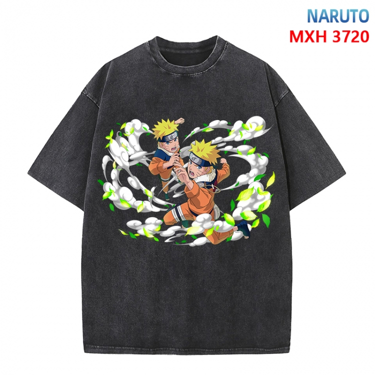 Naruto Anime peripheral pure cotton washed and worn T-shirt from S to 4XL