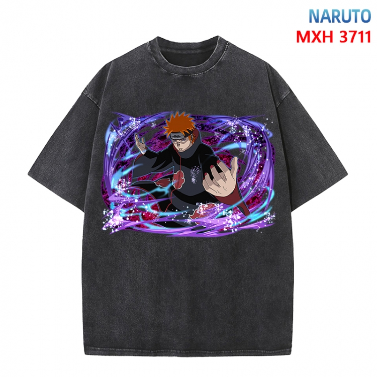 Naruto Anime peripheral pure cotton washed and worn T-shirt from S to 4XL