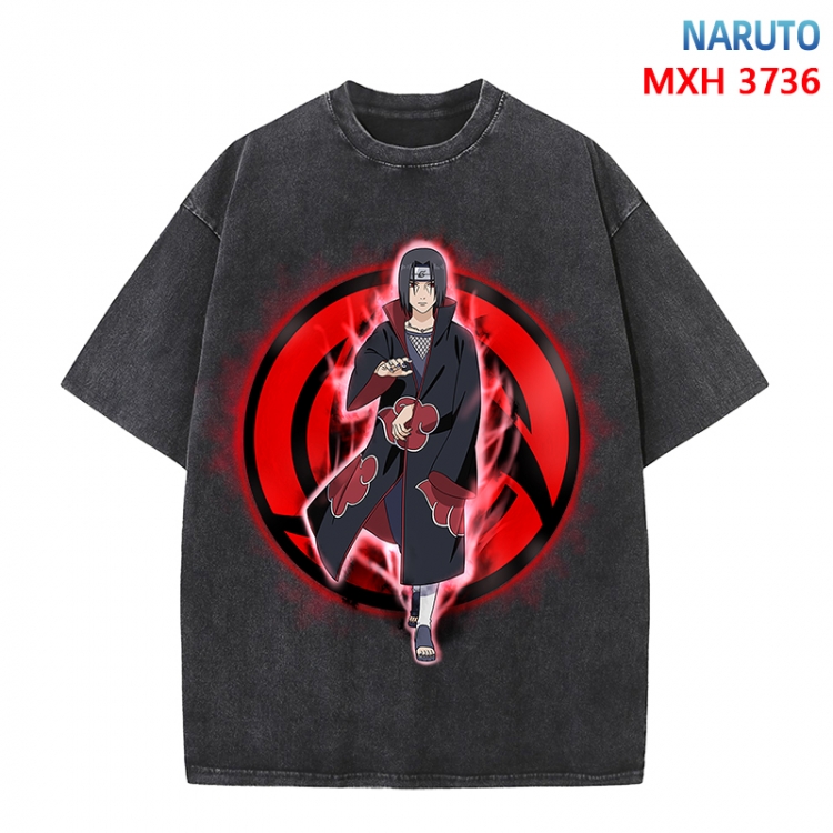 Naruto Anime peripheral pure cotton washed and worn T-shirt from S to 4XL