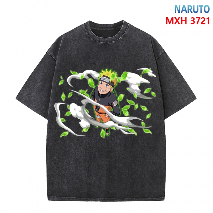 Naruto Anime peripheral pure cotton washed and worn T-shirt from S to 4XL