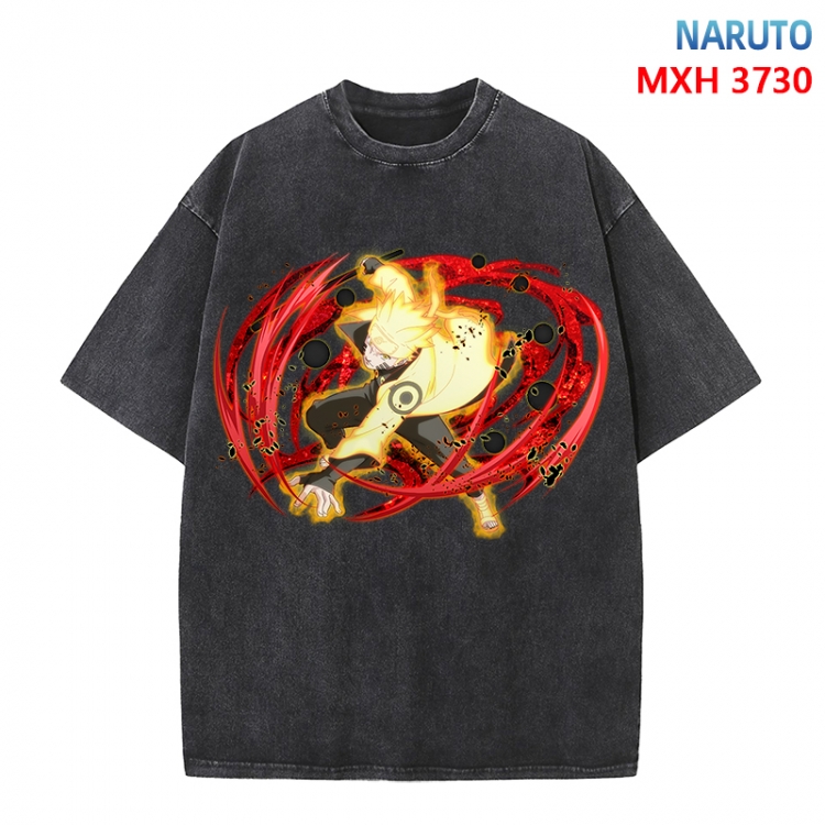 Naruto Anime peripheral pure cotton washed and worn T-shirt from S to 4XL