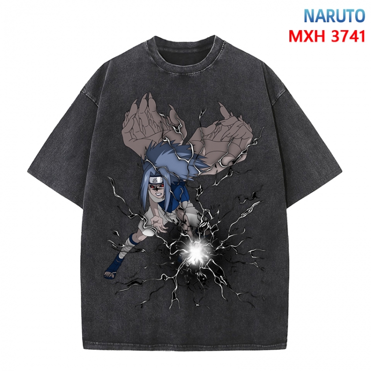 Naruto Anime peripheral pure cotton washed and worn T-shirt from S to 4XL