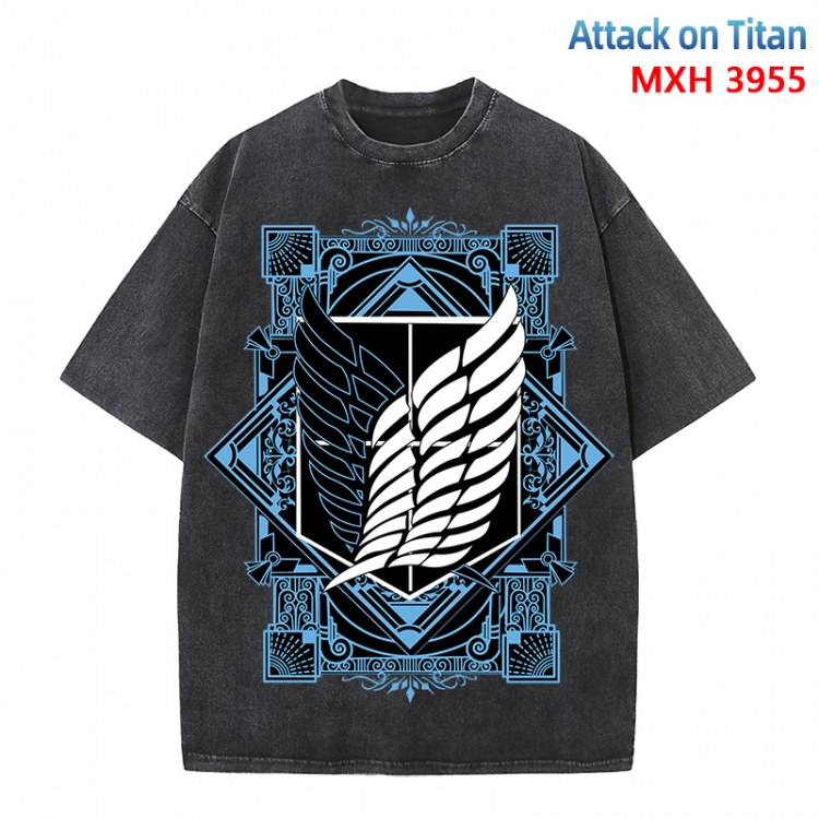 Shingeki no Kyojin Anime peripheral pure cotton washed and worn T-shirt from S to 4XL