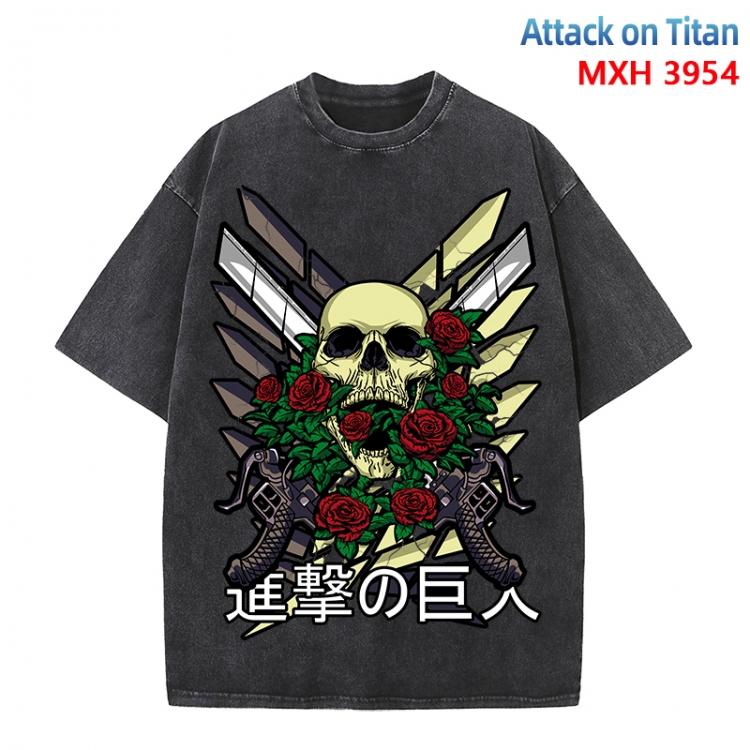 Shingeki no Kyojin Anime peripheral pure cotton washed and worn T-shirt from S to 4XL