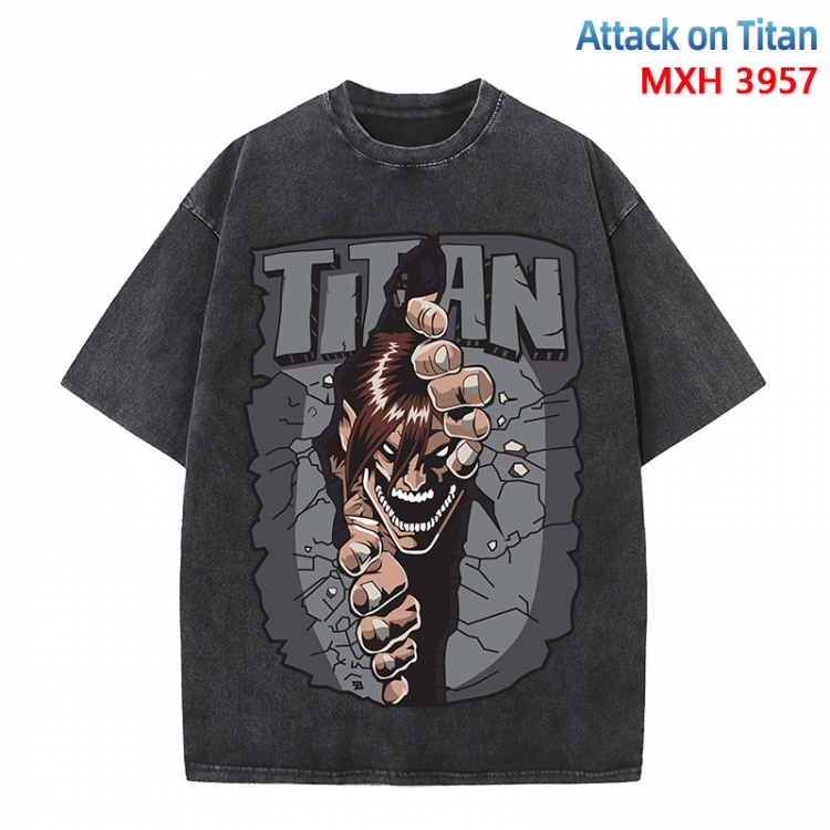 Shingeki no Kyojin Anime peripheral pure cotton washed and worn T-shirt from S to 4XL