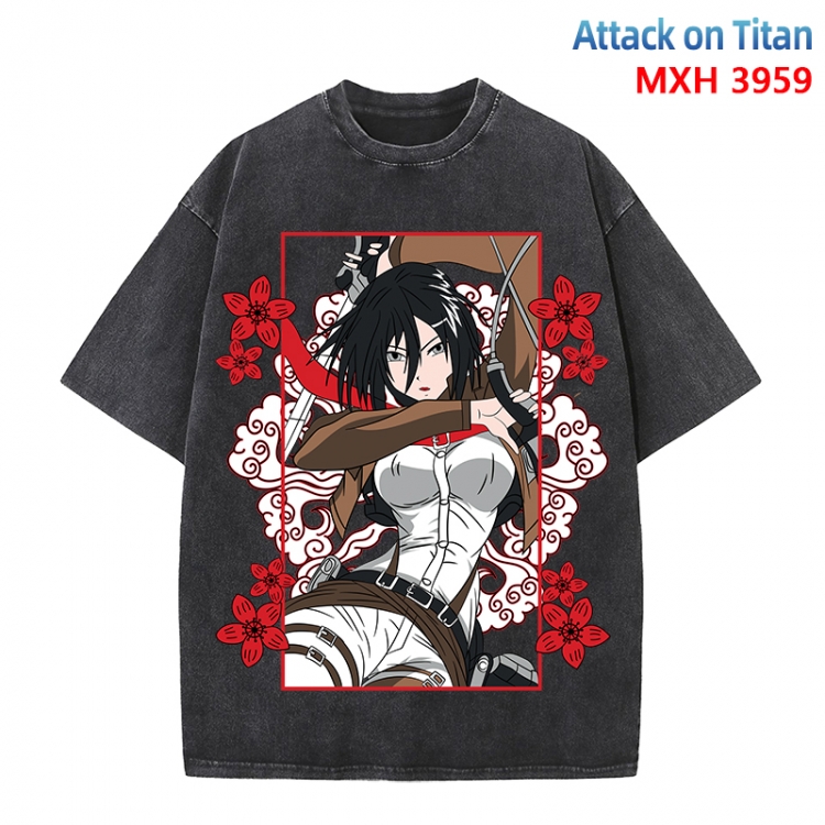 Shingeki no Kyojin Anime peripheral pure cotton washed and worn T-shirt from S to 4XL