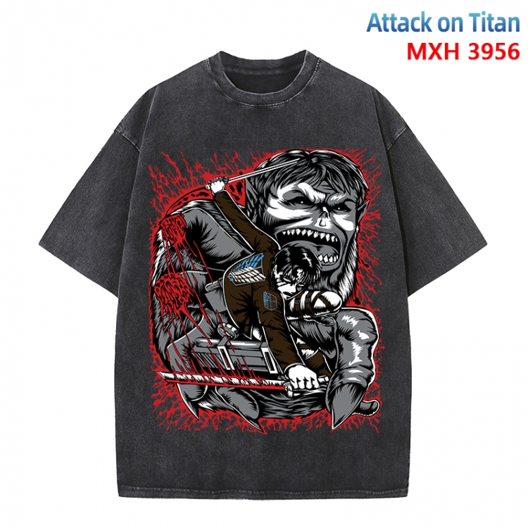 Shingeki no Kyojin Anime peripheral pure cotton washed and worn T-shirt from S to 4XL