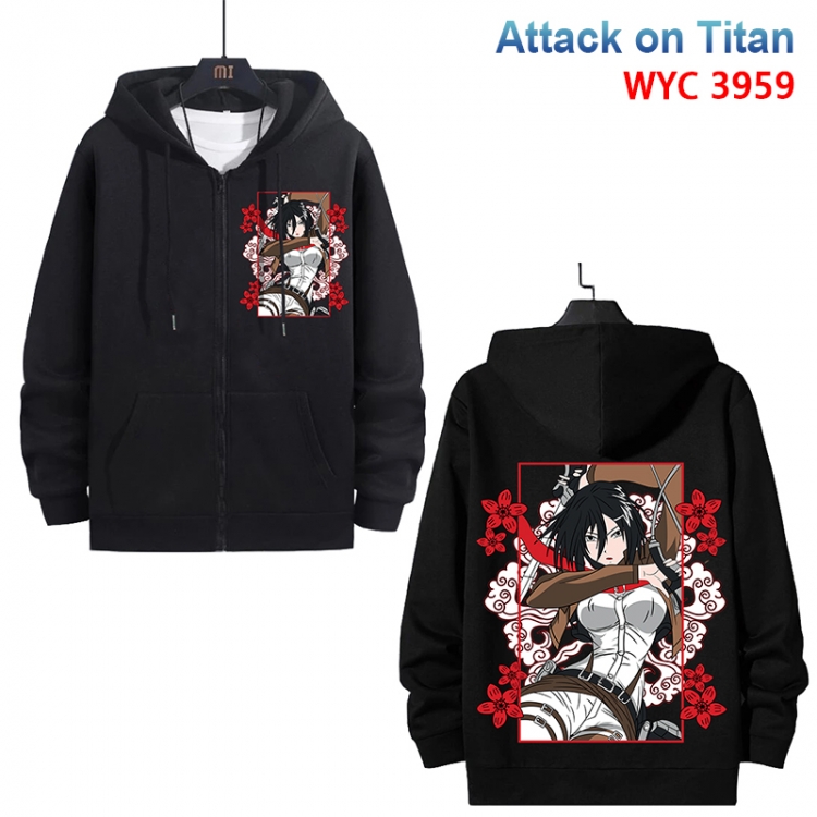 Shingeki no Kyojin Anime black pure cotton zipper patch pocket sweater from S to 3XL 
