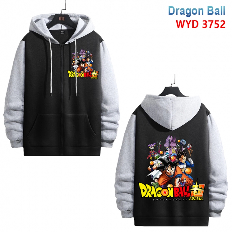 DRAGON BALL Anime black contrast gray pure cotton zipper patch pocket sweater from S to 3XL