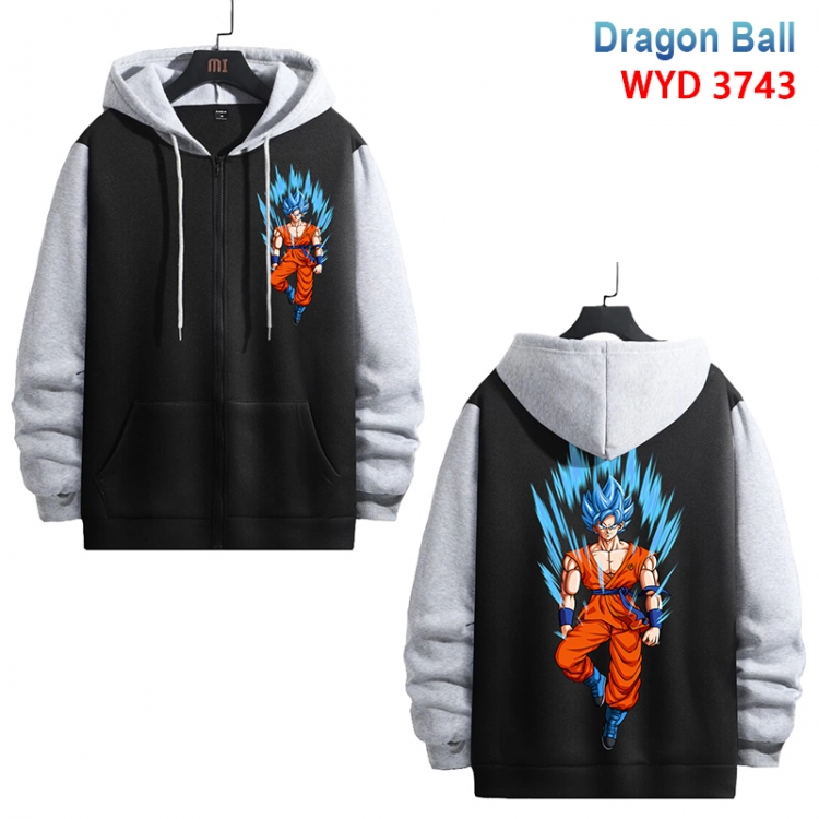 DRAGON BALL Anime black contrast gray pure cotton zipper patch pocket sweater from S to 3XL