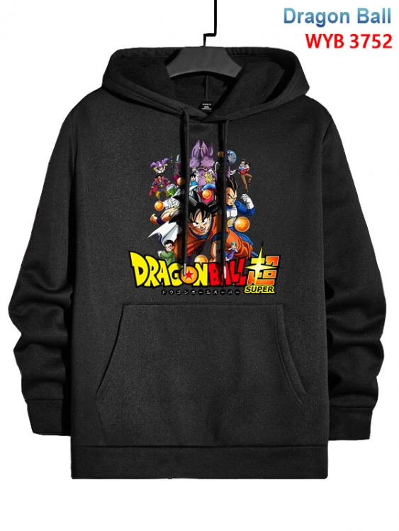 DRAGON BALL Anime black pure cotton hooded patch pocket sweater from XS to 4XL 