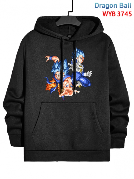 DRAGON BALL Anime black pure cotton hooded patch pocket sweater from XS to 4XL 