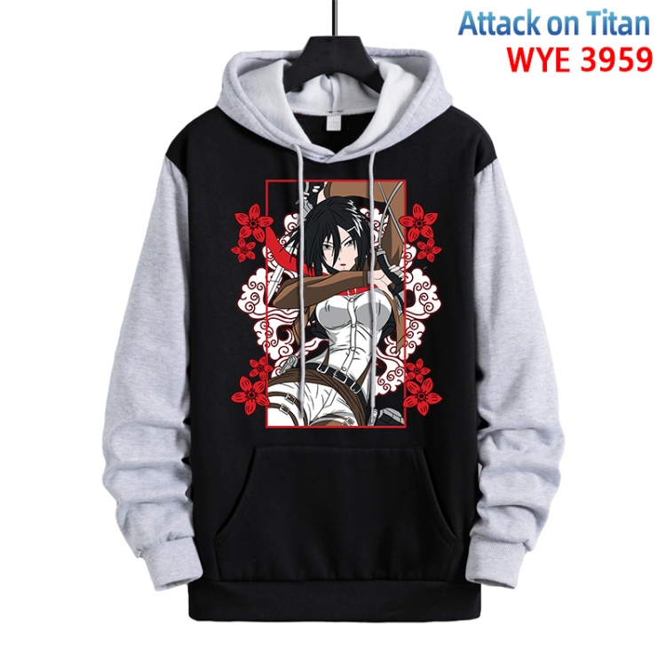 Shingeki no Kyojin Anime black and gray pure cotton hooded patch pocket sweaterfrom XS to 4XL