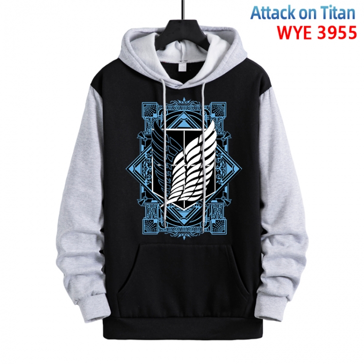 Shingeki no Kyojin Anime black and gray pure cotton hooded patch pocket sweaterfrom XS to 4XL