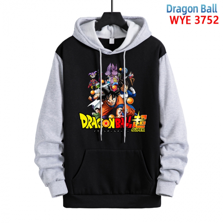 DRAGON BALL Anime black and gray pure cotton hooded patch pocket sweaterfrom XS to 4XL 