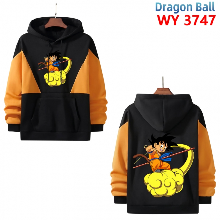 DRAGON BALL Anime black and yellow pure cotton hooded patch pocket sweater from XS to 4XL