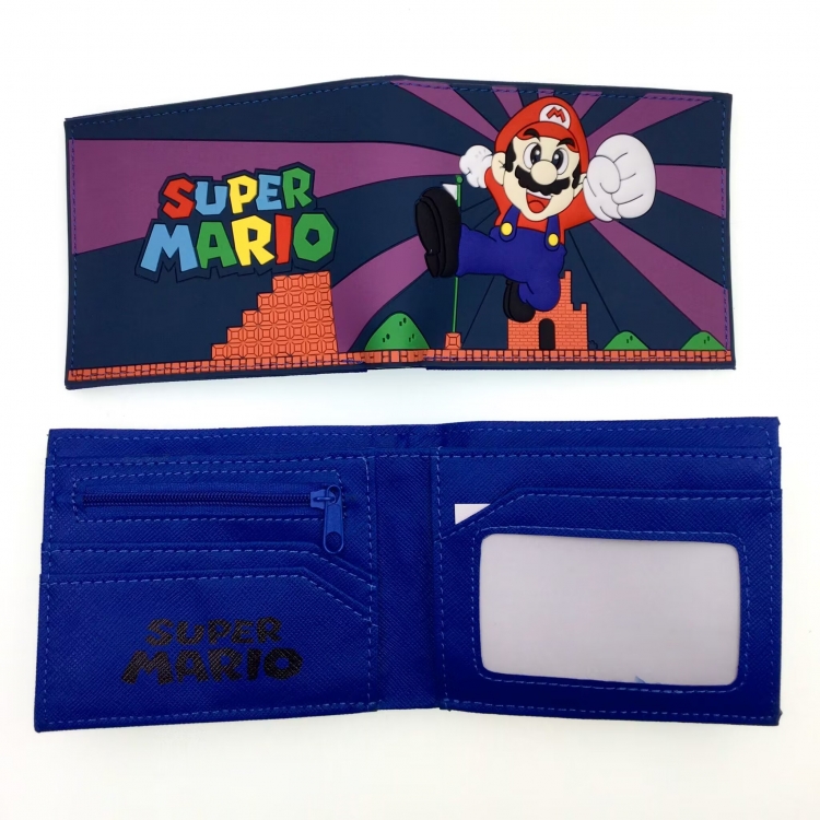 Super Mario Anime peripheral PVC adhesive surface short style folding wallet
