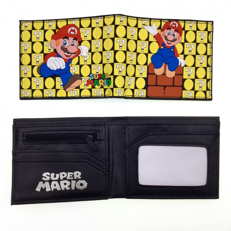 Super Mario Anime peripheral PVC adhesive surface short style folding wallet