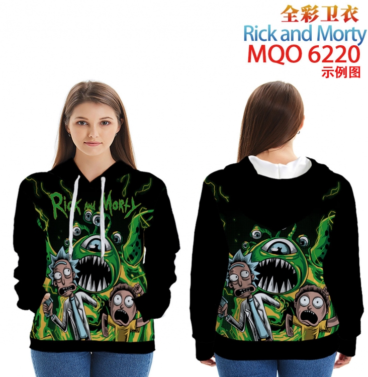 Rick and Morty Long Sleeve Hooded Full Color Patch Pocket Sweatshirt from XXS to 4XL