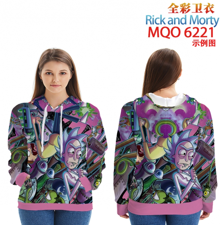 Rick and Morty Long Sleeve Hooded Full Color Patch Pocket Sweatshirt from XXS to 4XL