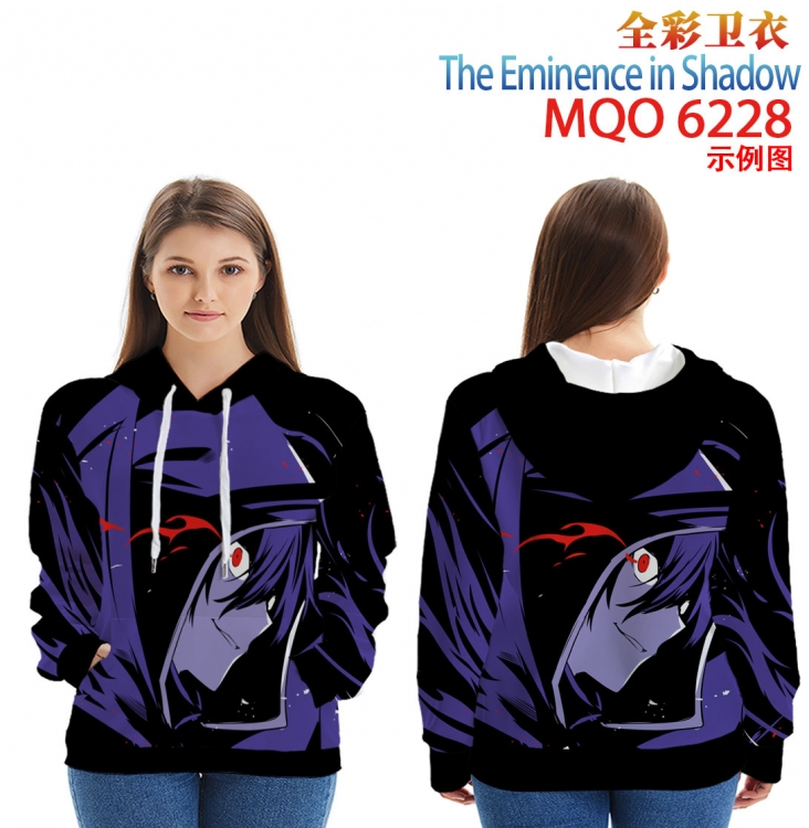 The Eminence in Shadow Long Sleeve Hooded Full Color Patch Pocket Sweatshirt from XXS to 4XL