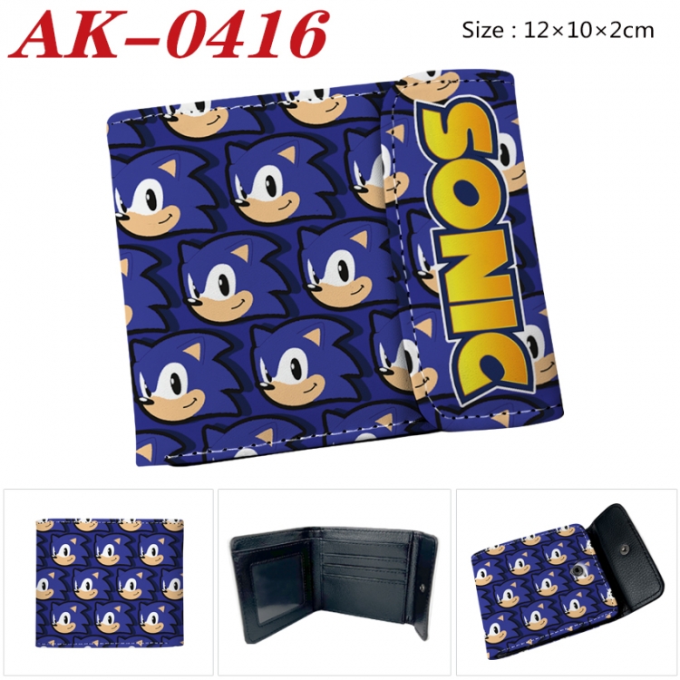 Sonic The Hedgehog Anime PU leather full color buckle 20% off wallet 12X10X2CM