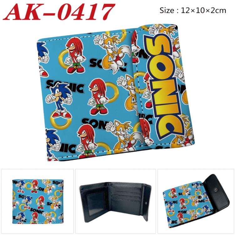 Sonic The Hedgehog Anime PU leather full color buckle 20% off wallet 12X10X2CM