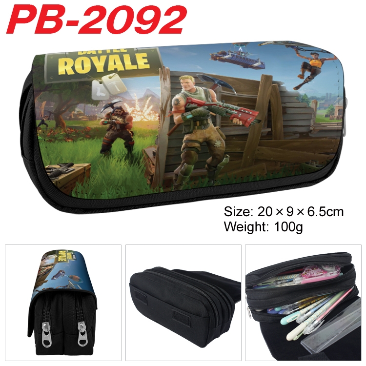 Fortnite Anime double-layer pu leather printing pencil case 20x9x6.5cm