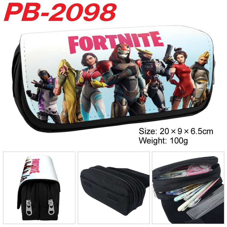 Fortnite Anime double-layer pu leather printing pencil case 20x9x6.5cm