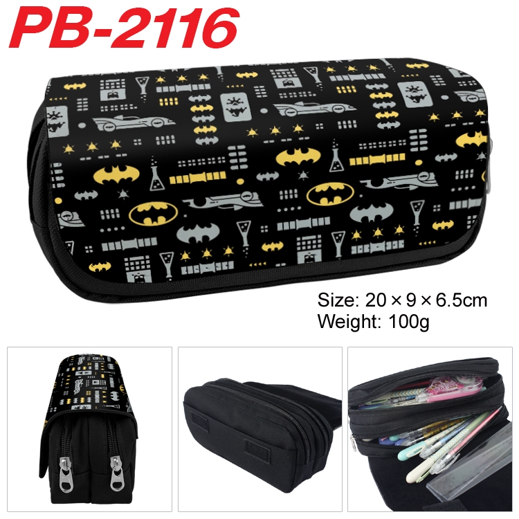 Superheroes Anime double-layer pu leather printing pencil case 20x9x6.5cm