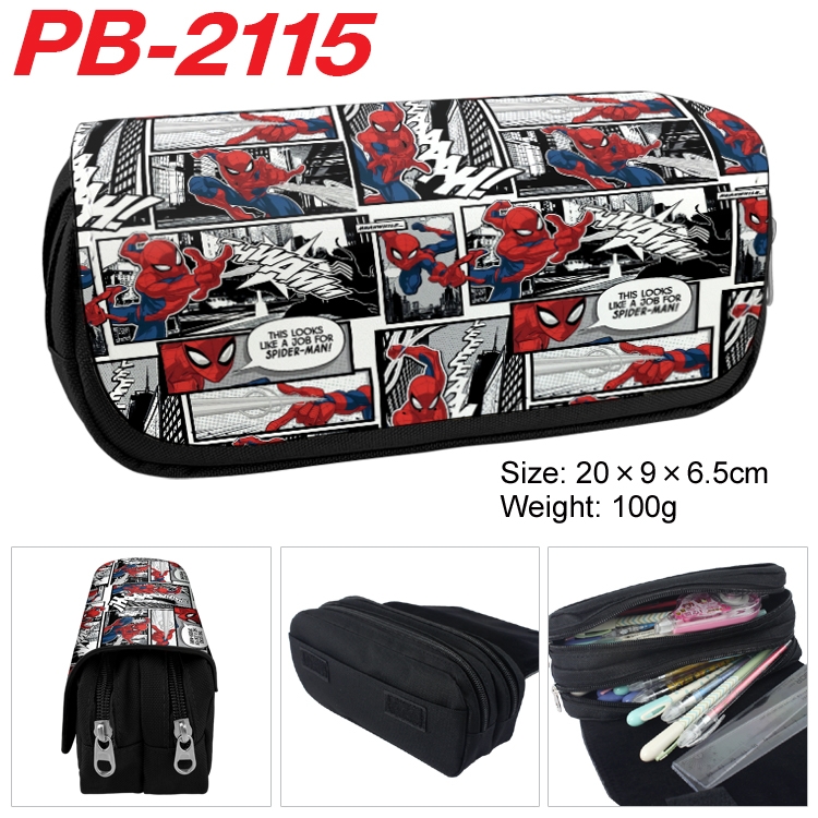 Superheroes Anime double-layer pu leather printing pencil case 20x9x6.5cm