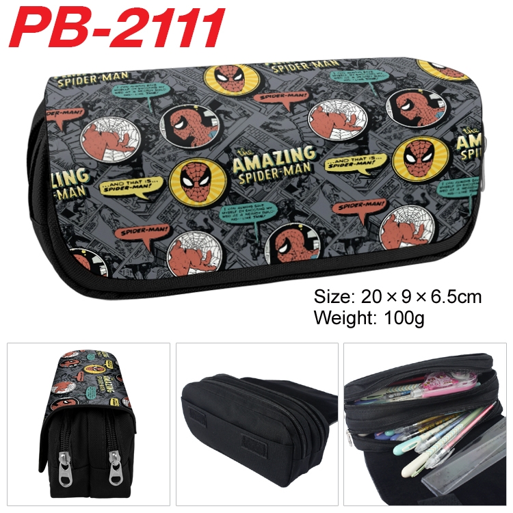 Superheroes Anime double-layer pu leather printing pencil case 20x9x6.5cm