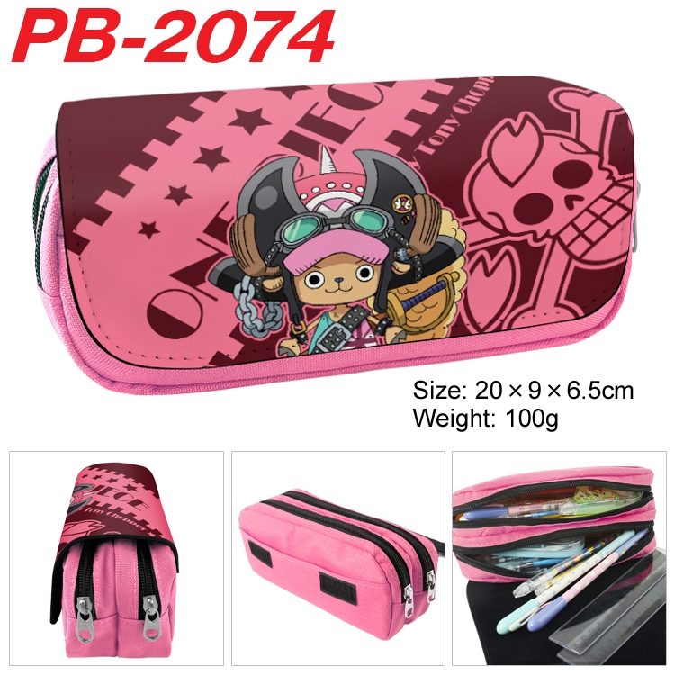 One Piece Anime double-layer pu leather printing pencil case 20x9x6.5cm