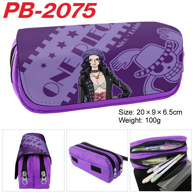 One Piece Anime double-layer pu leather printing pencil case 20x9x6.5cm