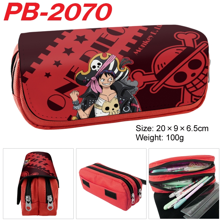 One Piece Anime double-layer pu leather printing pencil case 20x9x6.5cm