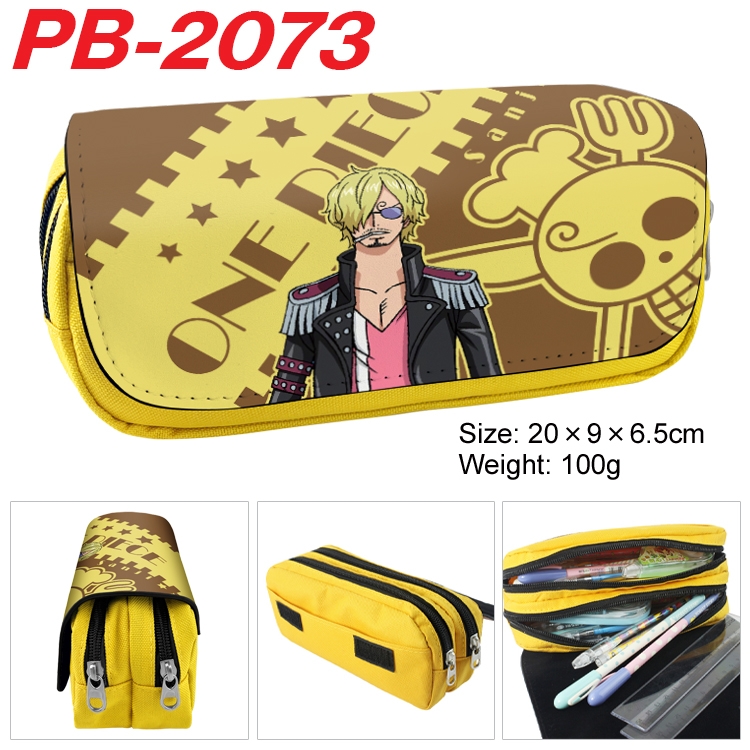 One Piece Anime double-layer pu leather printing pencil case 20x9x6.5cm