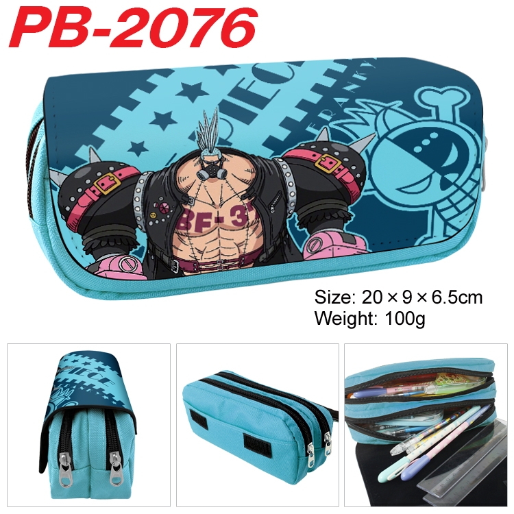 One Piece Anime double-layer pu leather printing pencil case 20x9x6.5cm