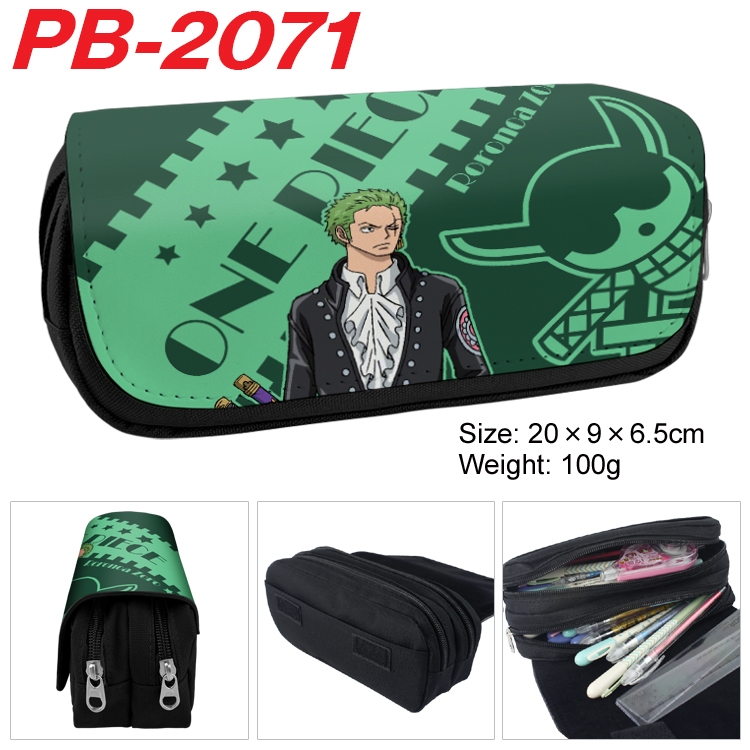 One Piece Anime double-layer pu leather printing pencil case 20x9x6.5cm