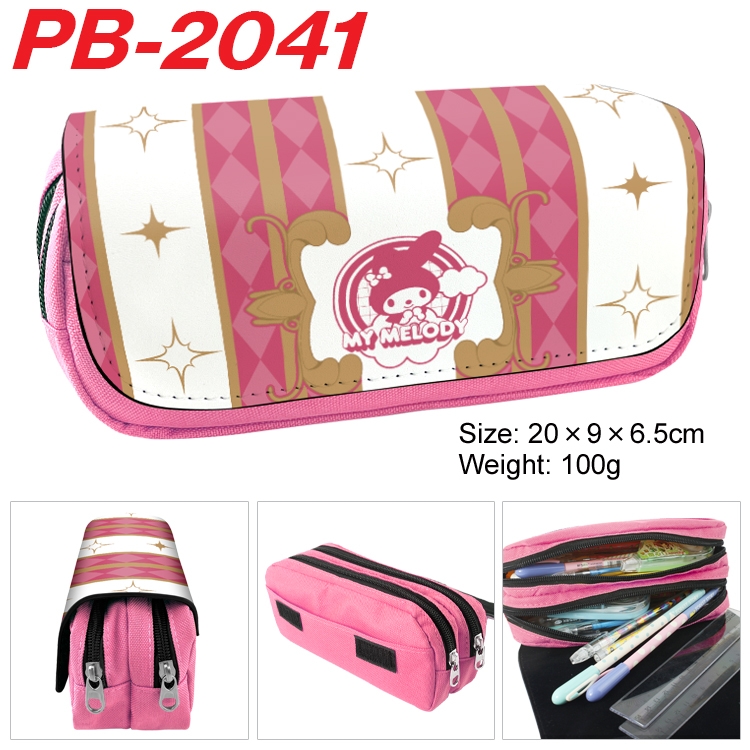 sanrio Anime double-layer pu leather printing pencil case 20x9x6.5cm