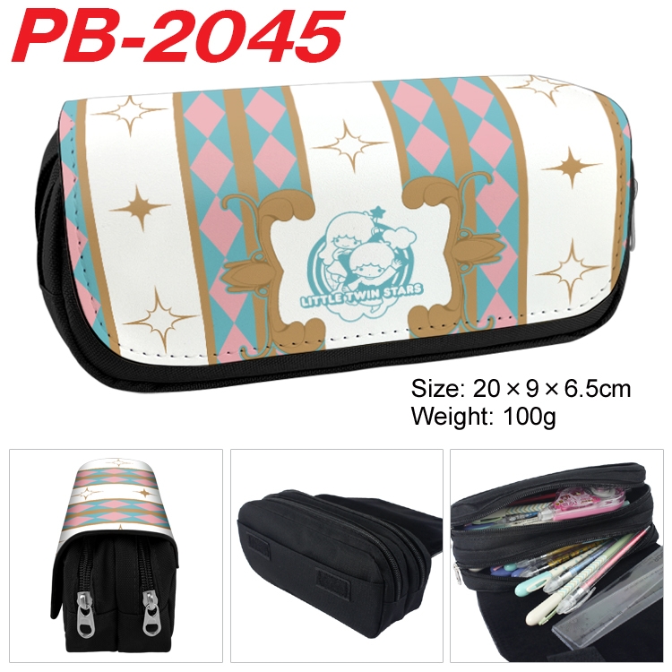 sanrio Anime double-layer pu leather printing pencil case 20x9x6.5cm