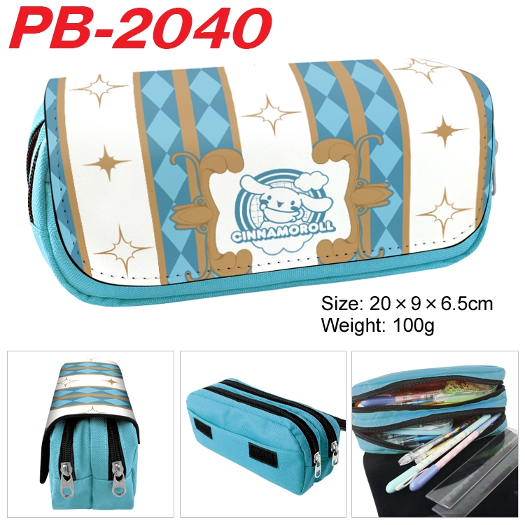 sanrio Anime double-layer pu leather printing pencil case 20x9x6.5cm