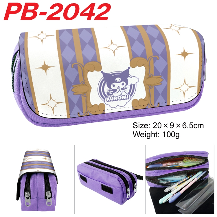 sanrio Anime double-layer pu leather printing pencil case 20x9x6.5cm