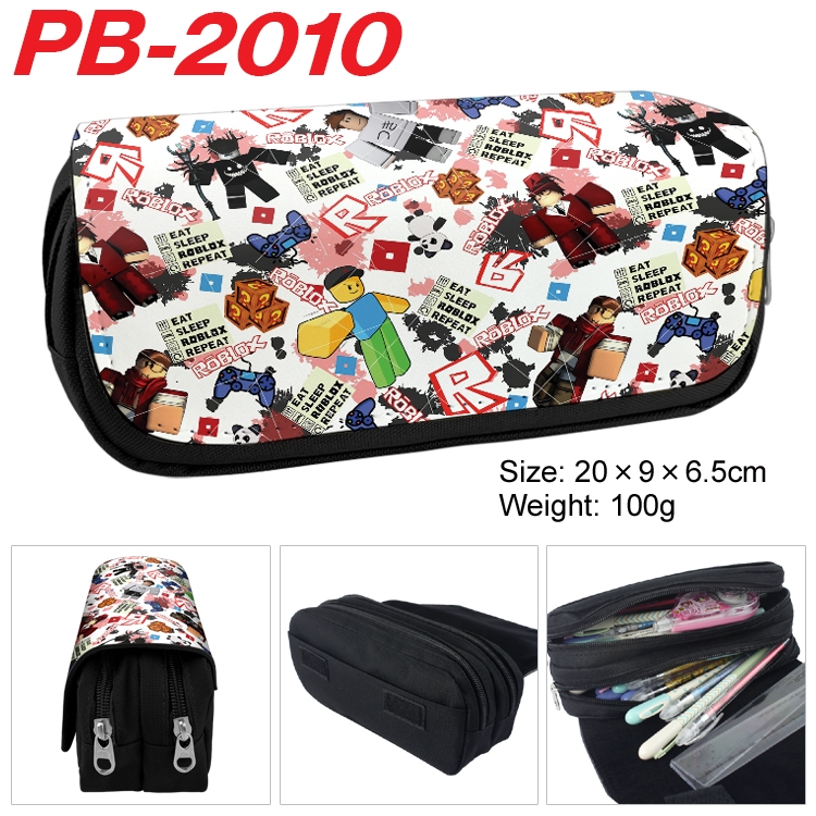 Roblox Anime double-layer pu leather printing pencil case 20x9x6.5cm